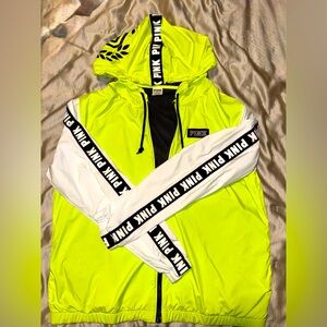 VS PINK Neon Yellow/White Windbreaker Jacket